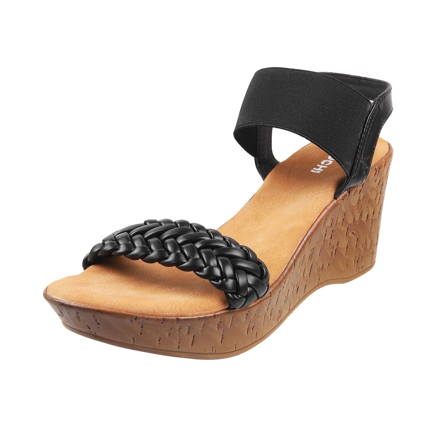 Mochi Women Black Synthetic Leather Wegde Heel Sandal UK/5 EU/38 (34-42) (B0BM7X187Q) Amazon Price History, Amazon Price Tracker