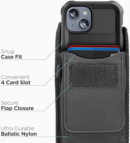 Miniatura 4 de Encased Funda para cinturón 2 en 1 con funda resistente para iPhone 15 Plus, clip de funda de nailon balístico con funda protectora para teléfono
