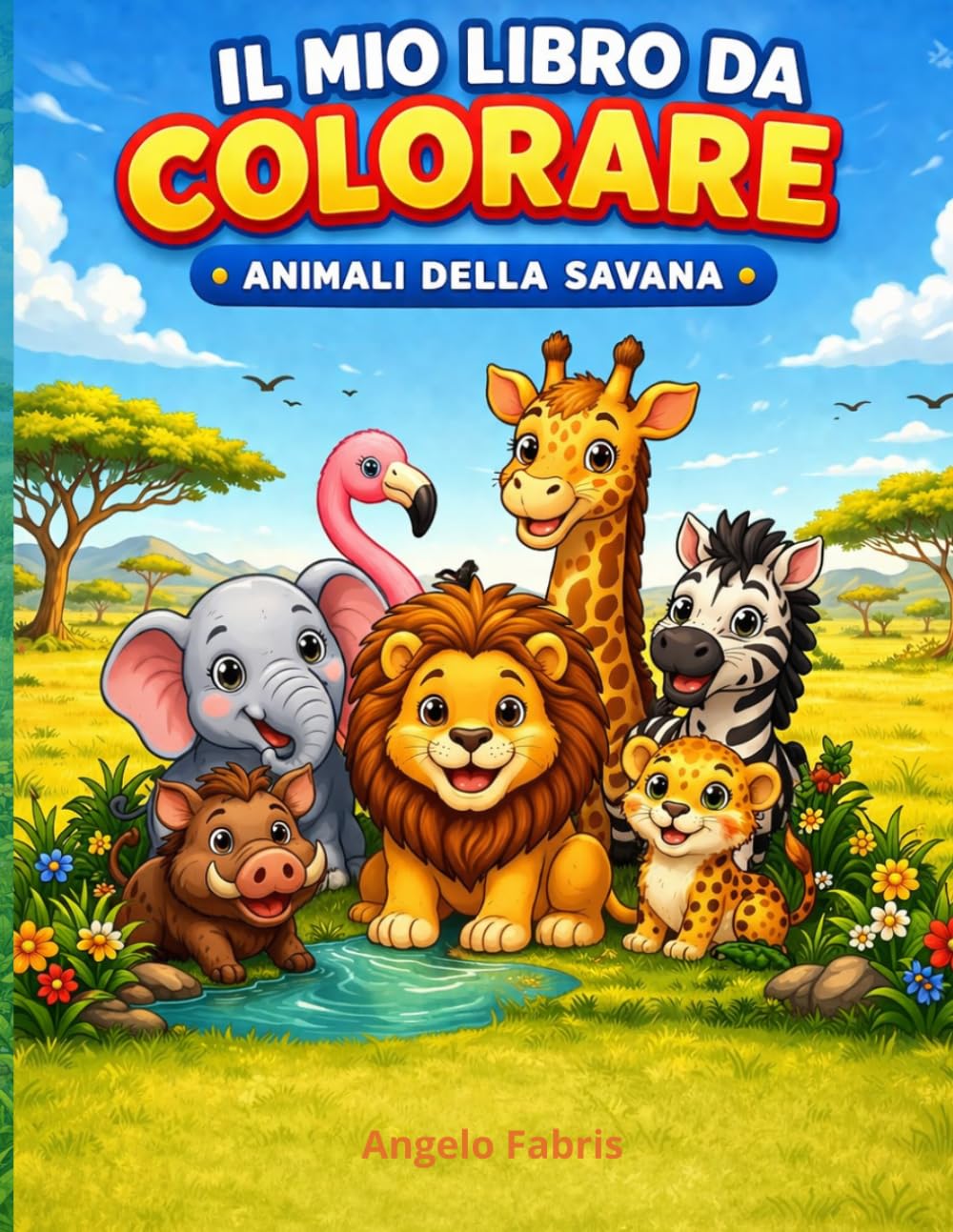 Animali della savana - libro da colorare semplice 20 immagini