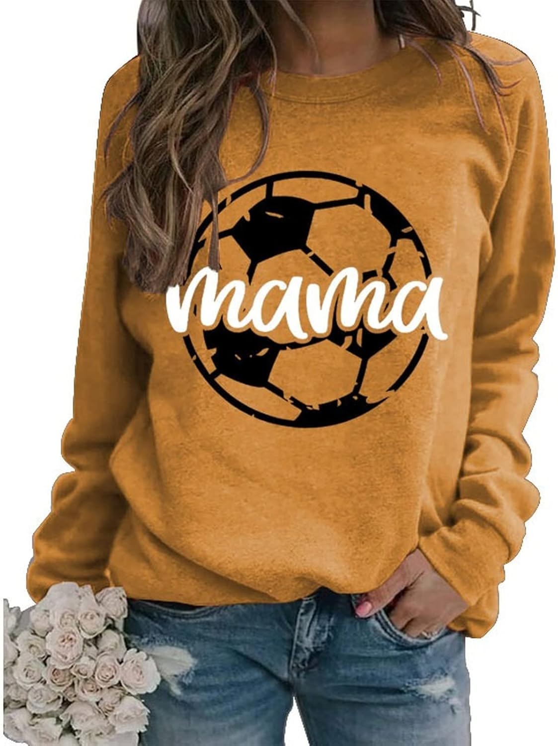 YourTops Women Soccer Mama Sweatshirt Soccer Season Graphic Tops
