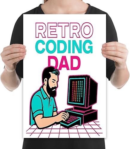 Miniatura 2 de Póster gráfico retro con marco alámbrico para computadora, acabado de papel brillante de 13 x 19 pulgadas, decoración tecnológica para oficina en