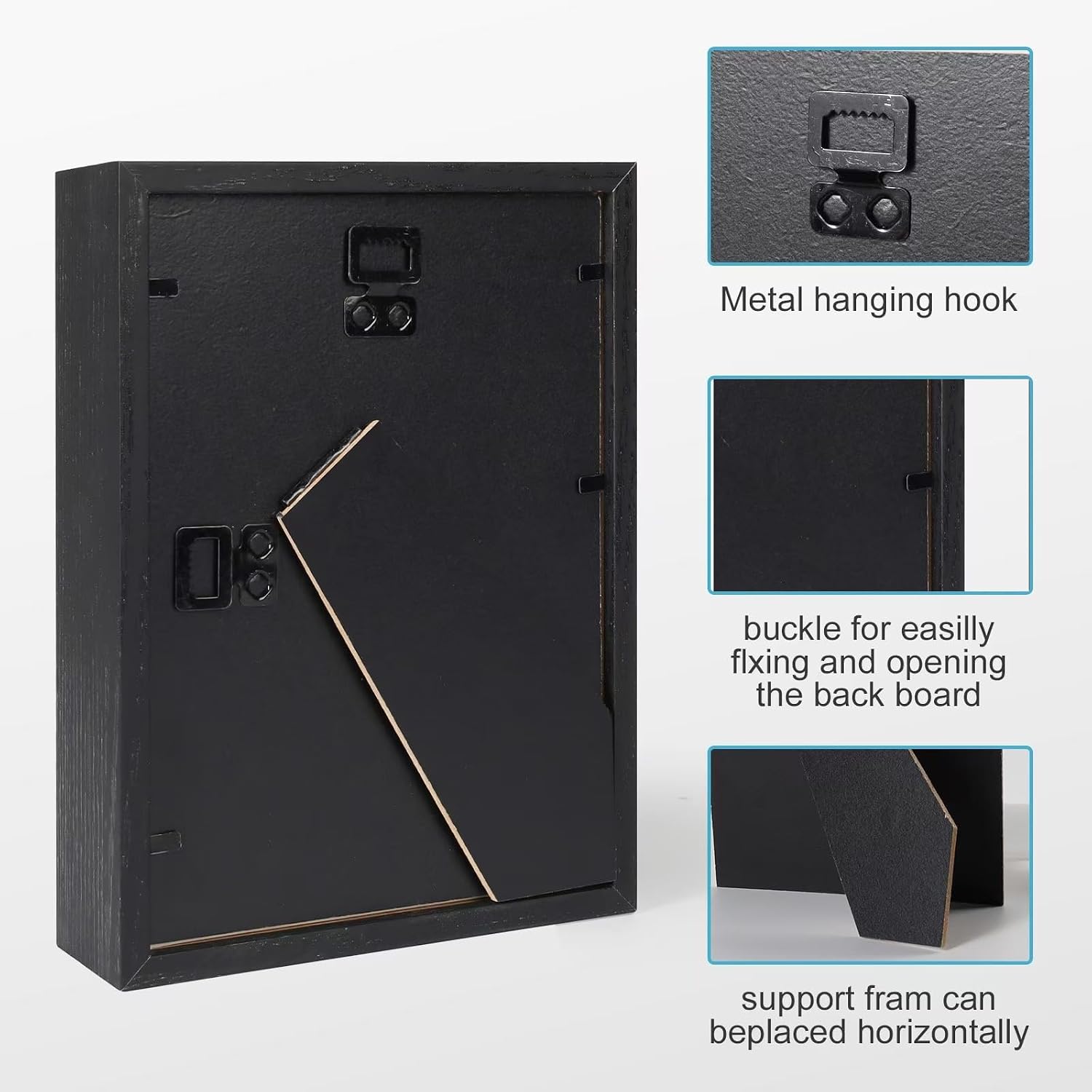 5x7 Black Shadow Box Frame Display Case
