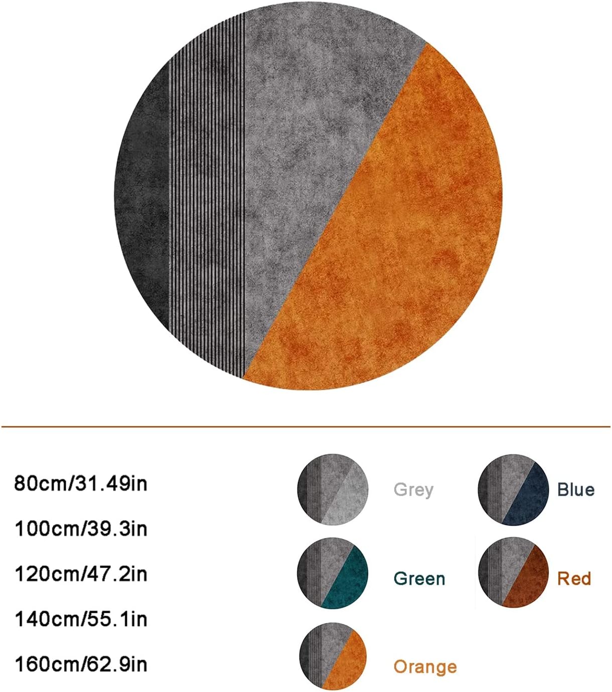 Office Chair Mat for Carpet, Floor Protector mat, Round Shape, Modern Home Decor, Suitable for Hard Floor Non-Slip Protective mats (Color : Red, Size : 140cm/55.1in)