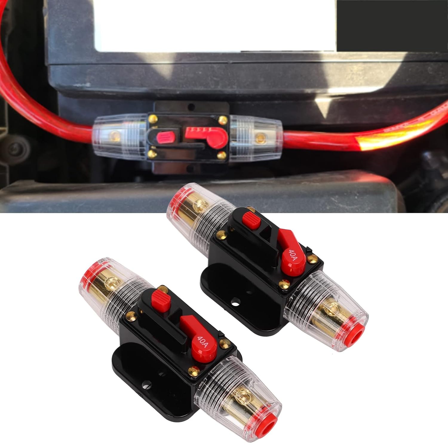 Septpenta 2 Piezas 12V 24V DC Portafusibles with 20A to 150A Ratings Ideal Amp Fuse, Fuse Block Fuse Holder for Automotive, Marine, Ship and Sound System Protection DC Circuit Breaker for Car Audio