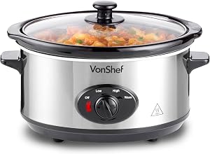 VonShef 50/338 Schongarer 3,5L Edelstahl Glasdeckel