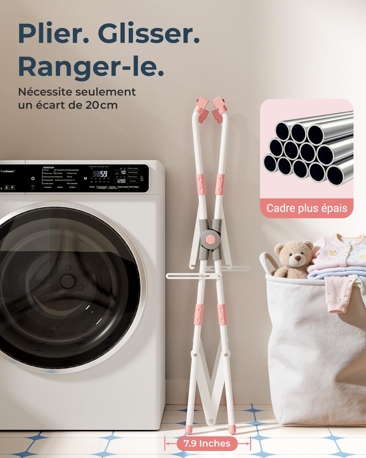 COOSEYA Baignoire bébé 3 en 1 pliable avec support et coussin souple incliné, baignoire pour nouveau-nés et jeunes enfants 0-18 mois, design pliable portable pour voyages extérieur, cadeau baby shower