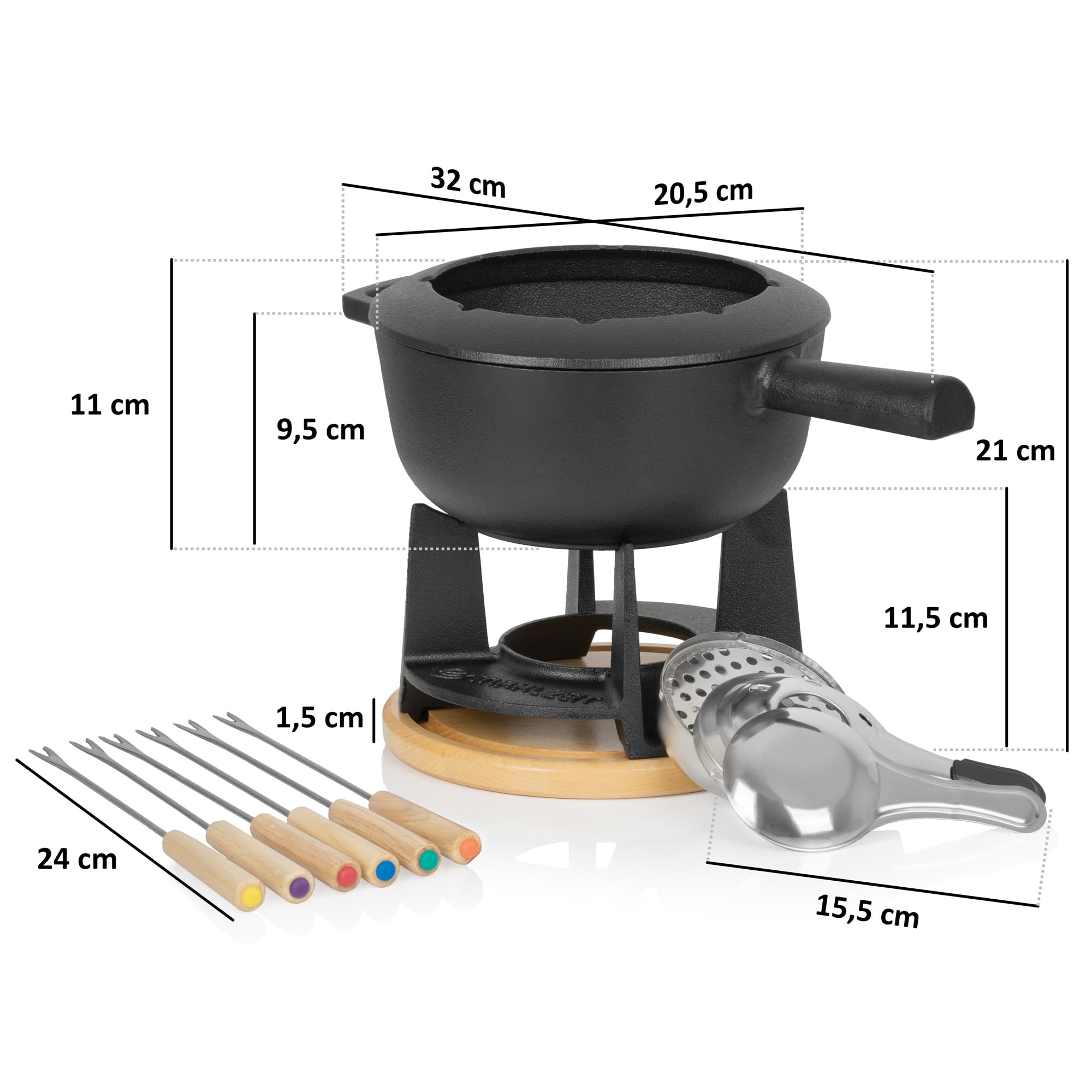 Chef Cuisine Gusseisen Fondue-Set Für 6 Personen - Perfekt Für Gemütliche Abende