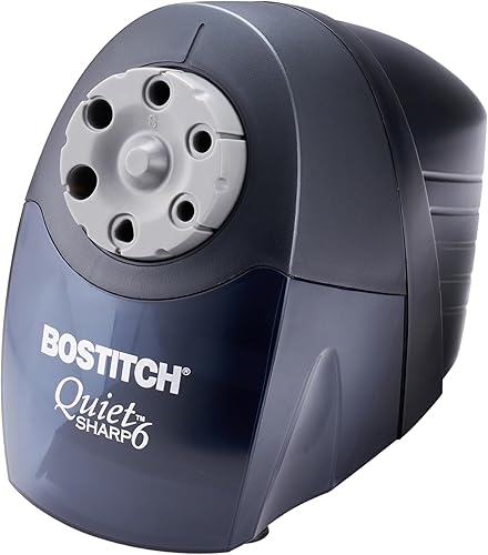 Bostitch Office QuietSharp - Sacapuntas eléctrico, resistente para uso en aula u oficina, selector de tamaño con 6 tamaños diferentes, color negro
