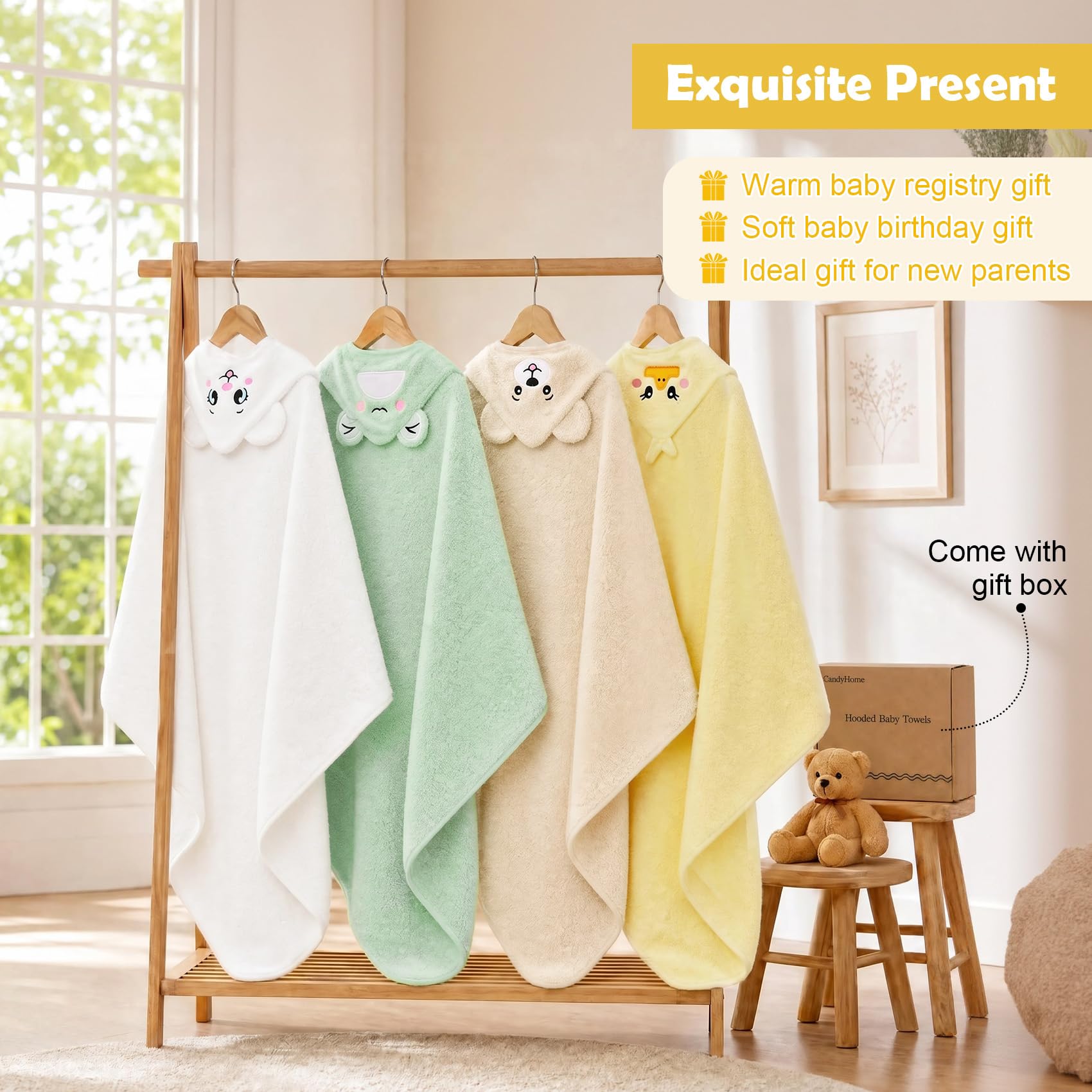 CandyHome 12 PCS Baby Bath Towels Set for Infants Toddlers Essentials view 5