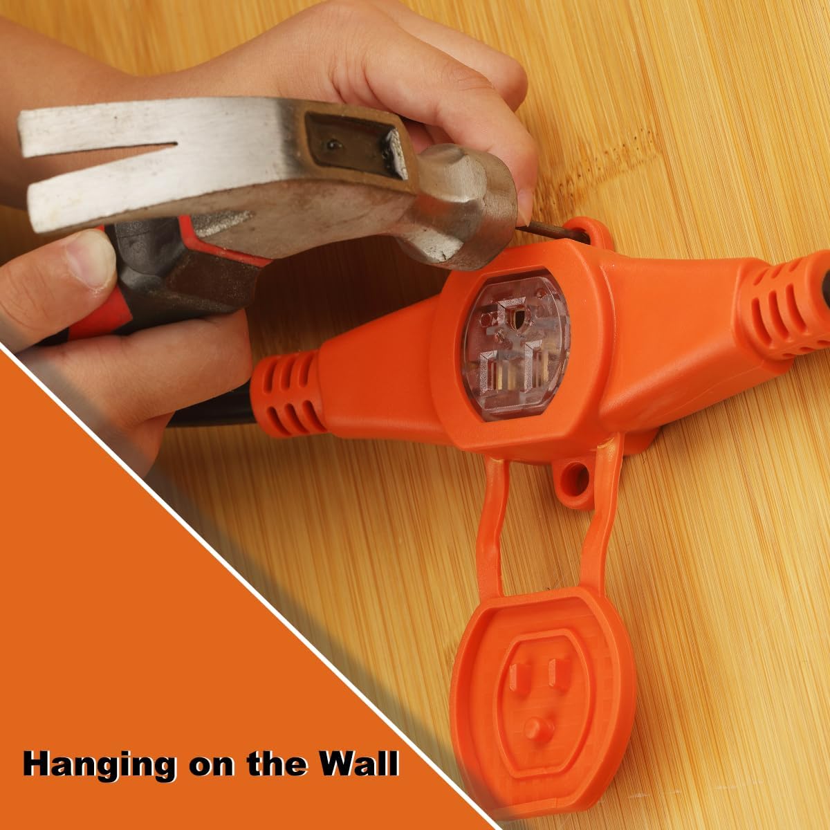 30 FT Outdoor Extension Cord with Multiple Outlets, Evenly Spaced 6 Outlets Plugs with Safety Cover, 16/3 SJTW Weatherproof Multiple Outlets Wire for Landscape/Christmas Tree Lights,ETL Listed, Black