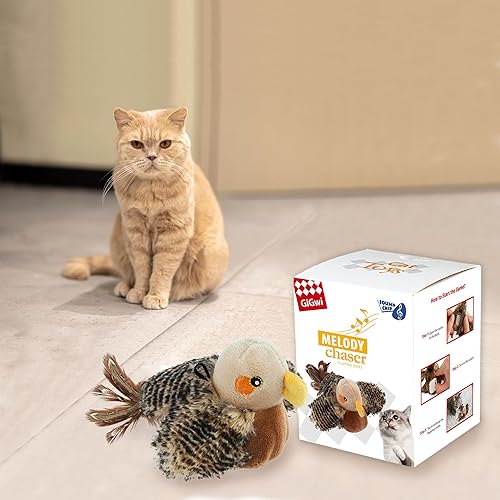 Miniatura 9 de Gigwi Juguetes interactivos para gatos con hierba gatera, juguetes electrónicos Flappy activados por movimiento, juguetes automáticos para gatos de