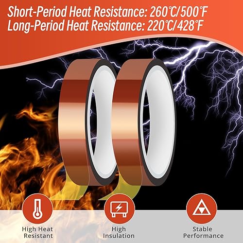 Miniatura 6 de Paquete de 3 láminas de teflón de PTFE de 16 x 20 pulgadas y 2 rollos de cinta térmica de 0.787 in x 108.3 ft para sublimación, cinta resistente al