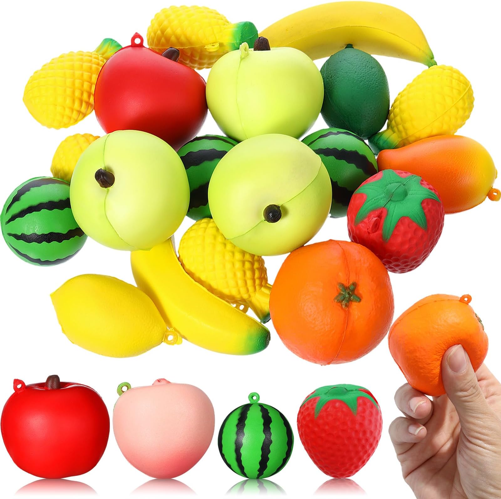 Chivao 12 Pieces Fake Food Realistic Artificial Toy Slice Fake Decoration Macaroon Birthday Toys Faux Simulation Croissant Model PU Photography Props(Fruit)