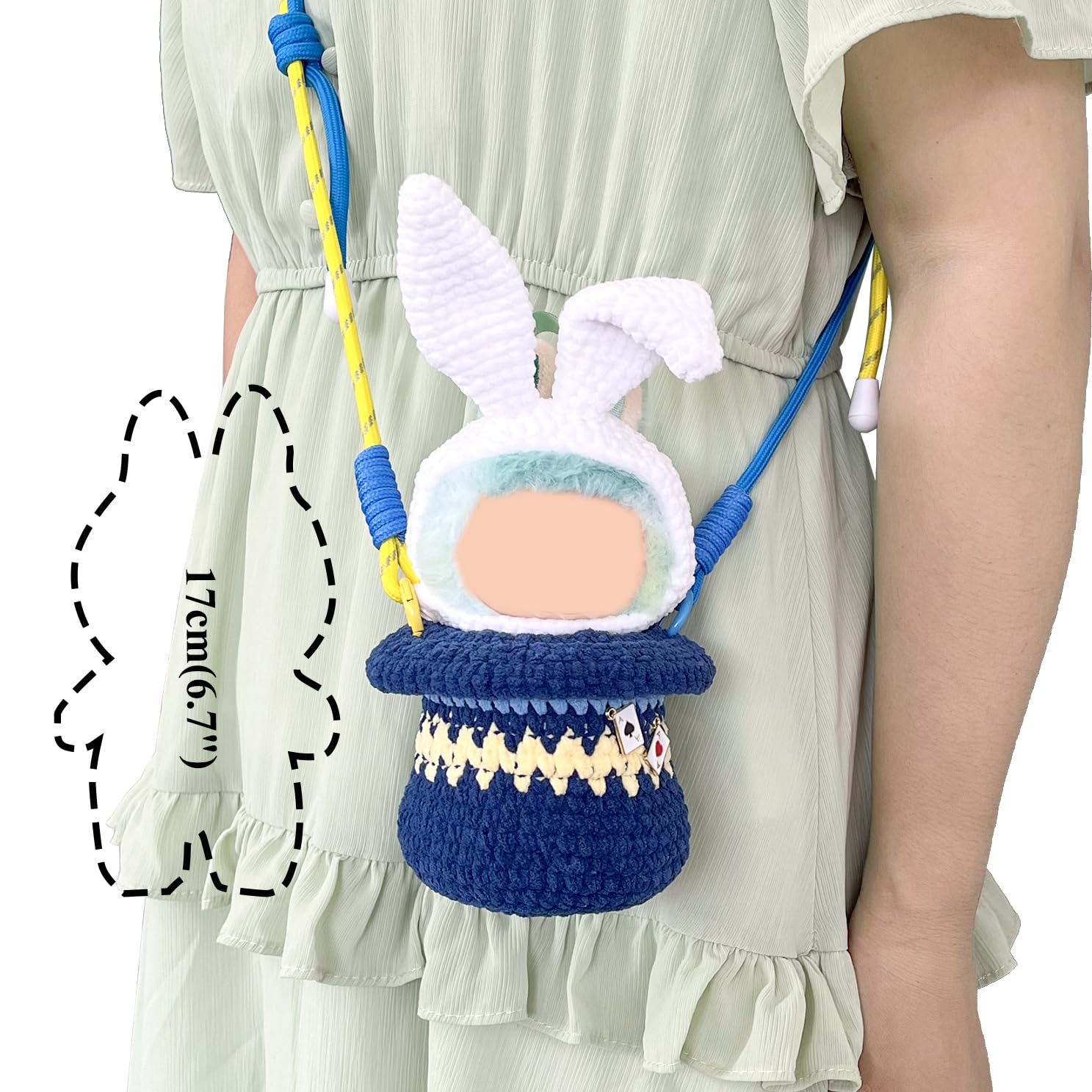 Handmade Magician Hat Crochet Backpack – Cute Knitted Bag for Labubu and 7-Inch Collector Figures