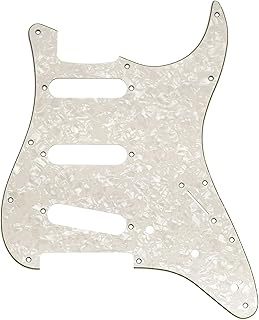 Musiclily Pro 11-Hole ST Guitar Pickguard for Squier Sonic Strat SSS Electric Guitar, 4Ply Aged White Pearl