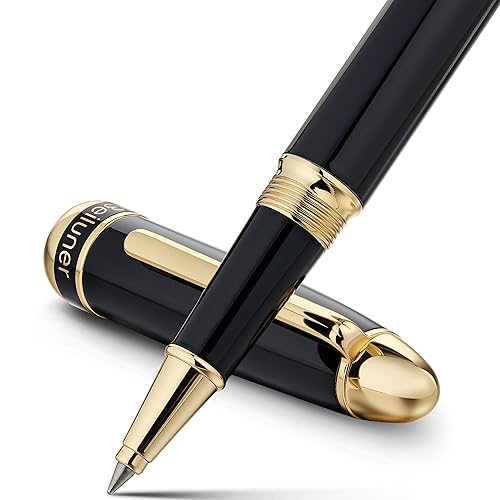 BEILUNER 315 Luxury Rollerball Pen, with 24K Gold Finish, Black