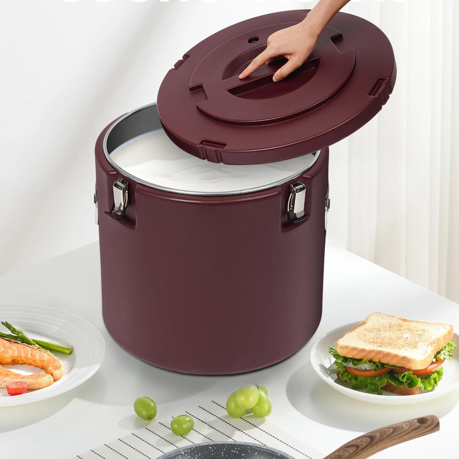 Réchauffeur de Nourriture Commercial for Portable Chaud et Froid Seau a glacon | Récipient à soupe isolé de grande capacité, for cantine de restaurant