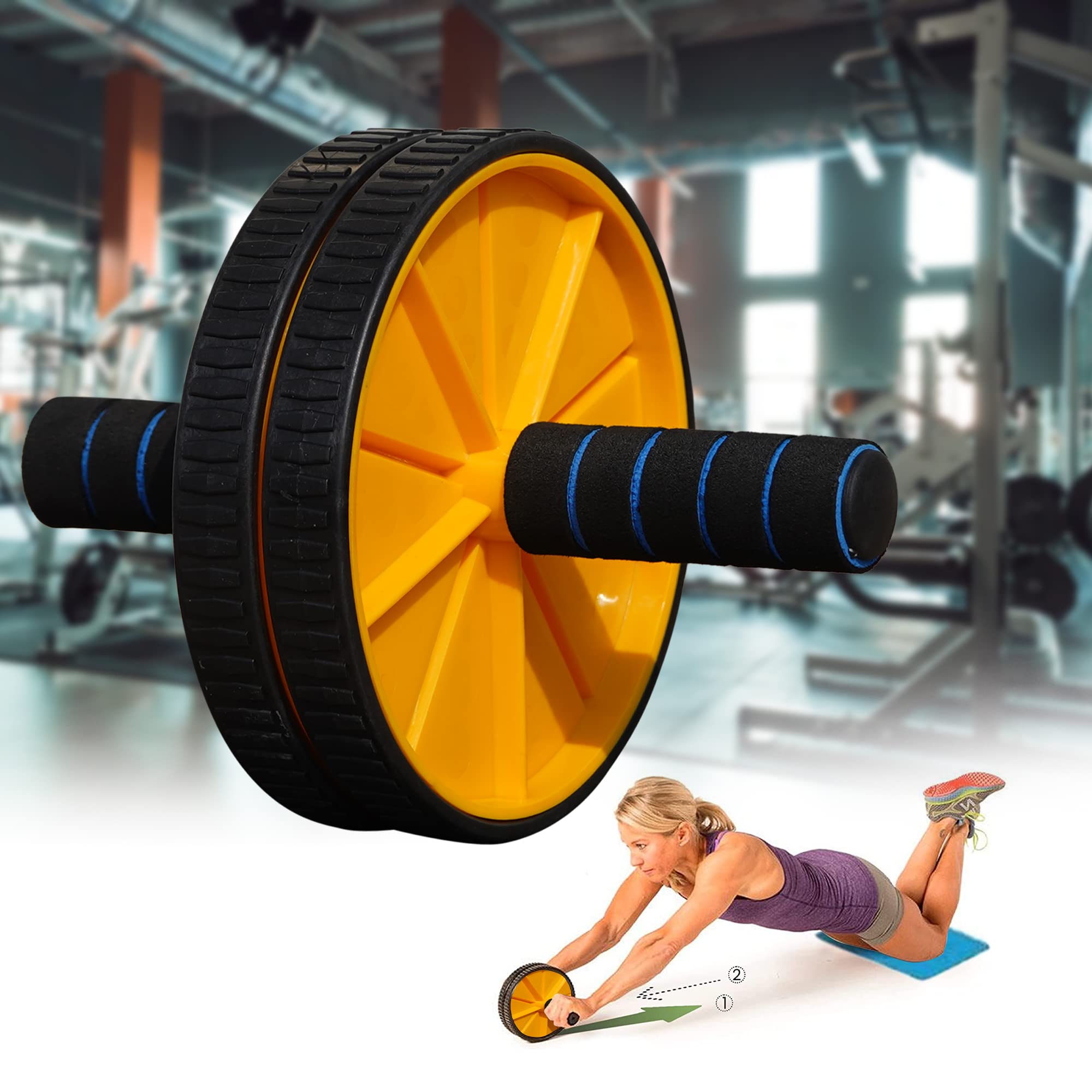 DRUK LIFE Ab Roller | Ab Exerciser | Abdominal Exerciser for Abs Workout | Ab Wheel Equipment for Core Workout | Ab Roller Wheel for Home Gym Equipment | Ab Roller Wheel for Men and Women (6 MM Safe Knee Mat, Yellow Roller) (B0BC9JCNJ7) Amazon Price History, Amazon Price Tracker