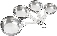 Le Creuset Stainless Steel Measuring Cups Set of 4 - 1/4, 1/3, 1/2 & 1 Cup - Heavy Gauge, Dishwasher Safe