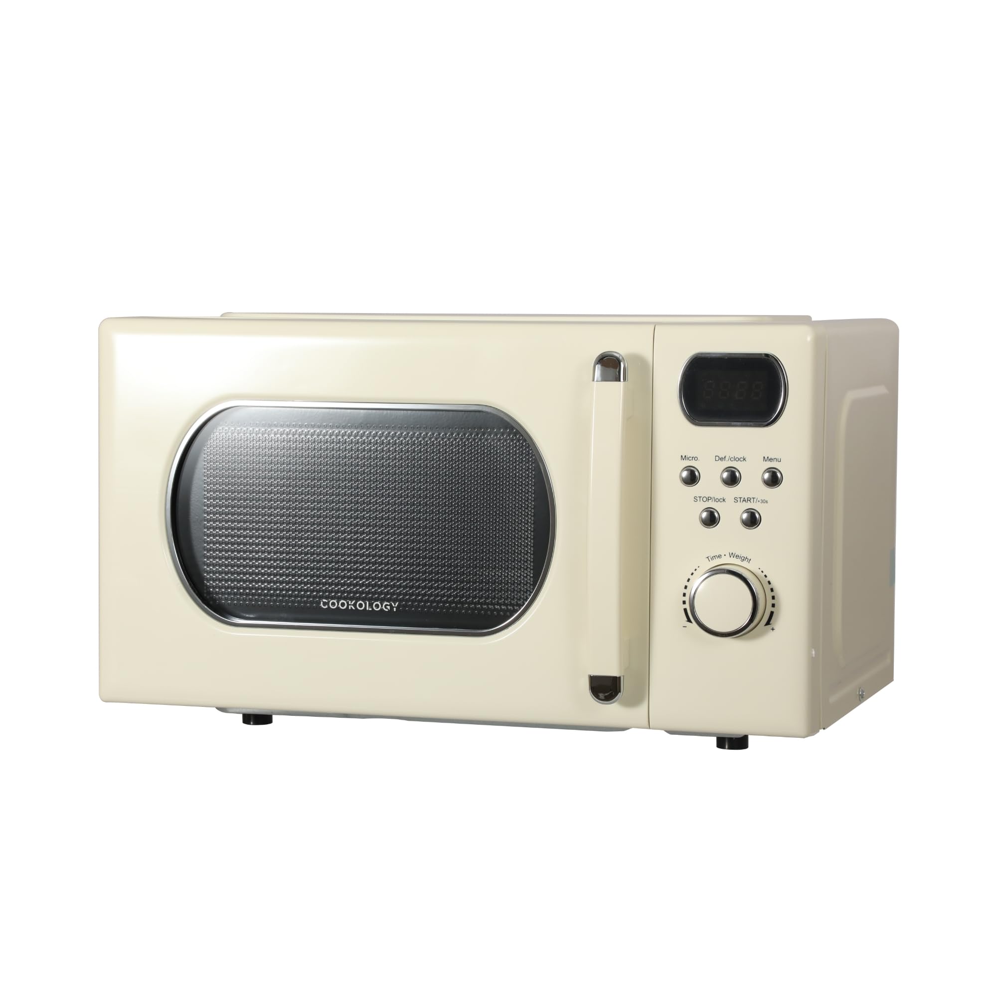 Cookology 20L Freestanding Retro Microwave 800W with 25.5cm Turntable - 8 Auto Cooking Programs - 5 Power Levels - Defrost Setting - Easy-Clean - Cream
