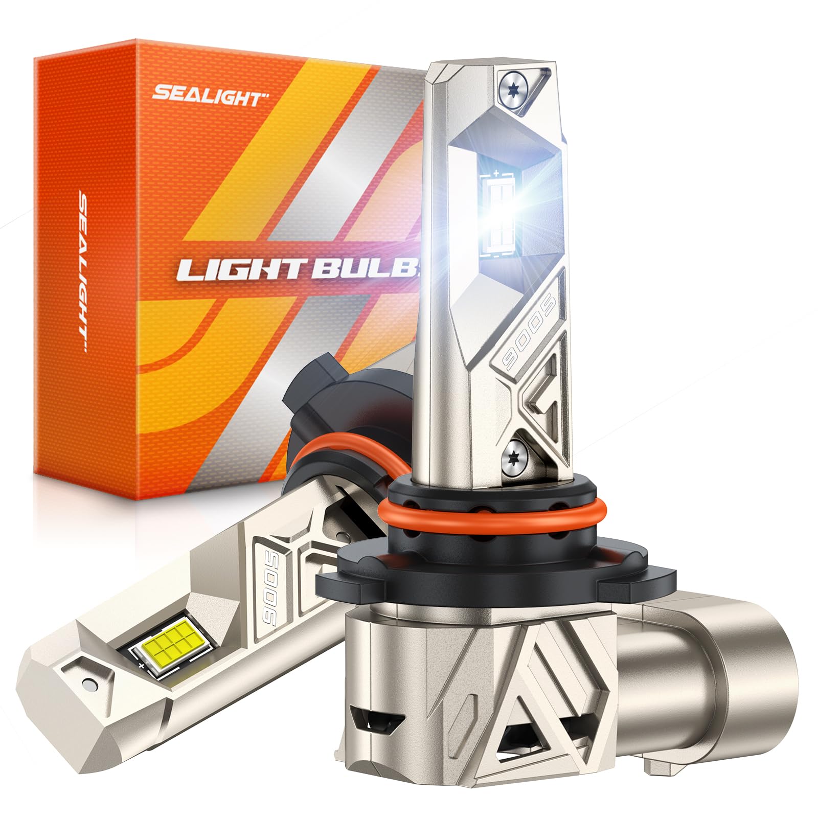 SEALIGHT 9005 LED Bulbs, 96000LM Super Brighter HB3 Fog Bulb, 32x Latest Chips, 9yrs+ Lifespan, 120W 6500K White, 1:1 Size Plug N Play, Anti Flickering Error Free, Compatible 99% Model, Pack of 2