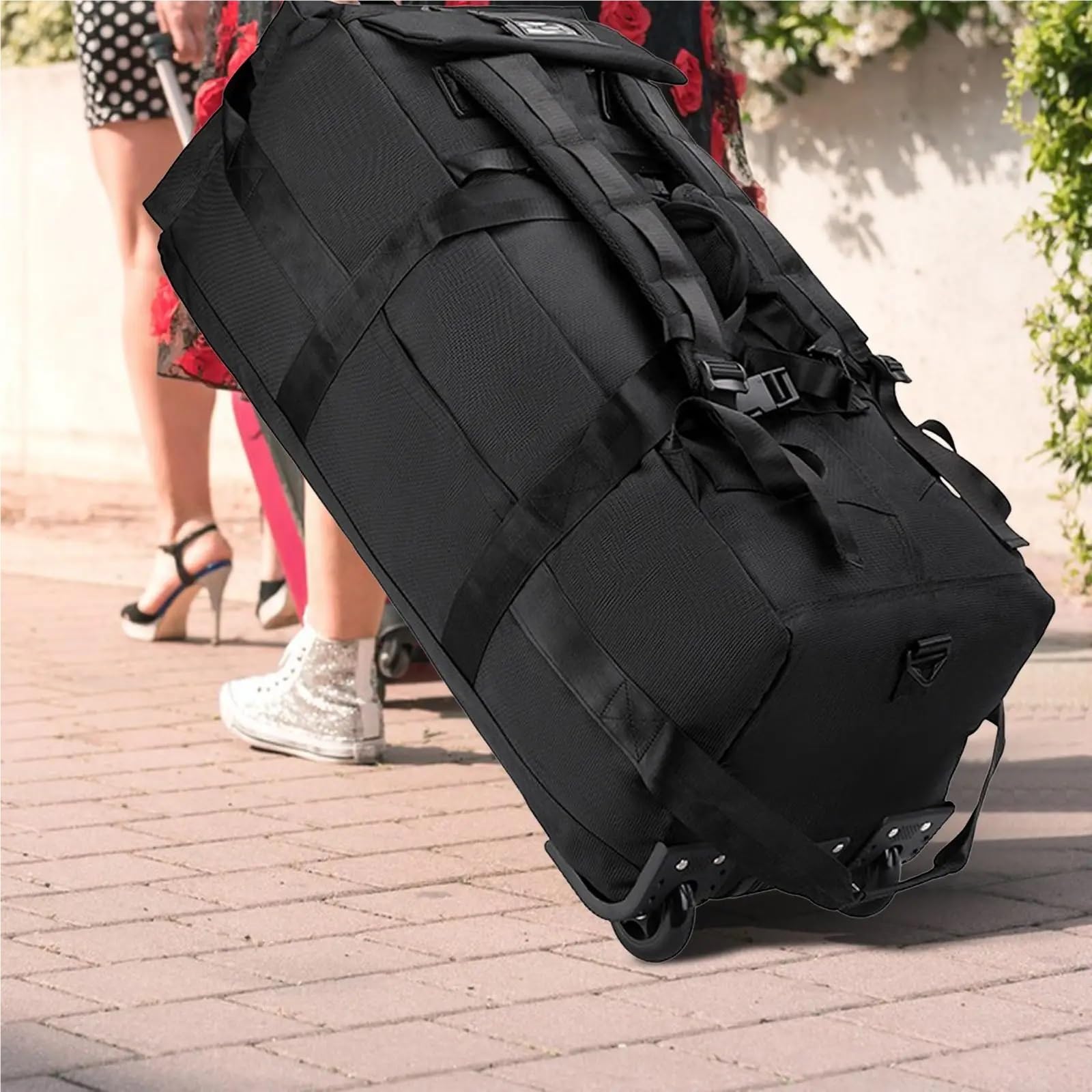 Borsone da Viaggio con Ruote Borsa da viaggio con ruote, borsa porta abiti rotelle, grande valigia portatile for la notte, zaino for spiaggia, d'affari, campeggio, portaoggetti(Gray)