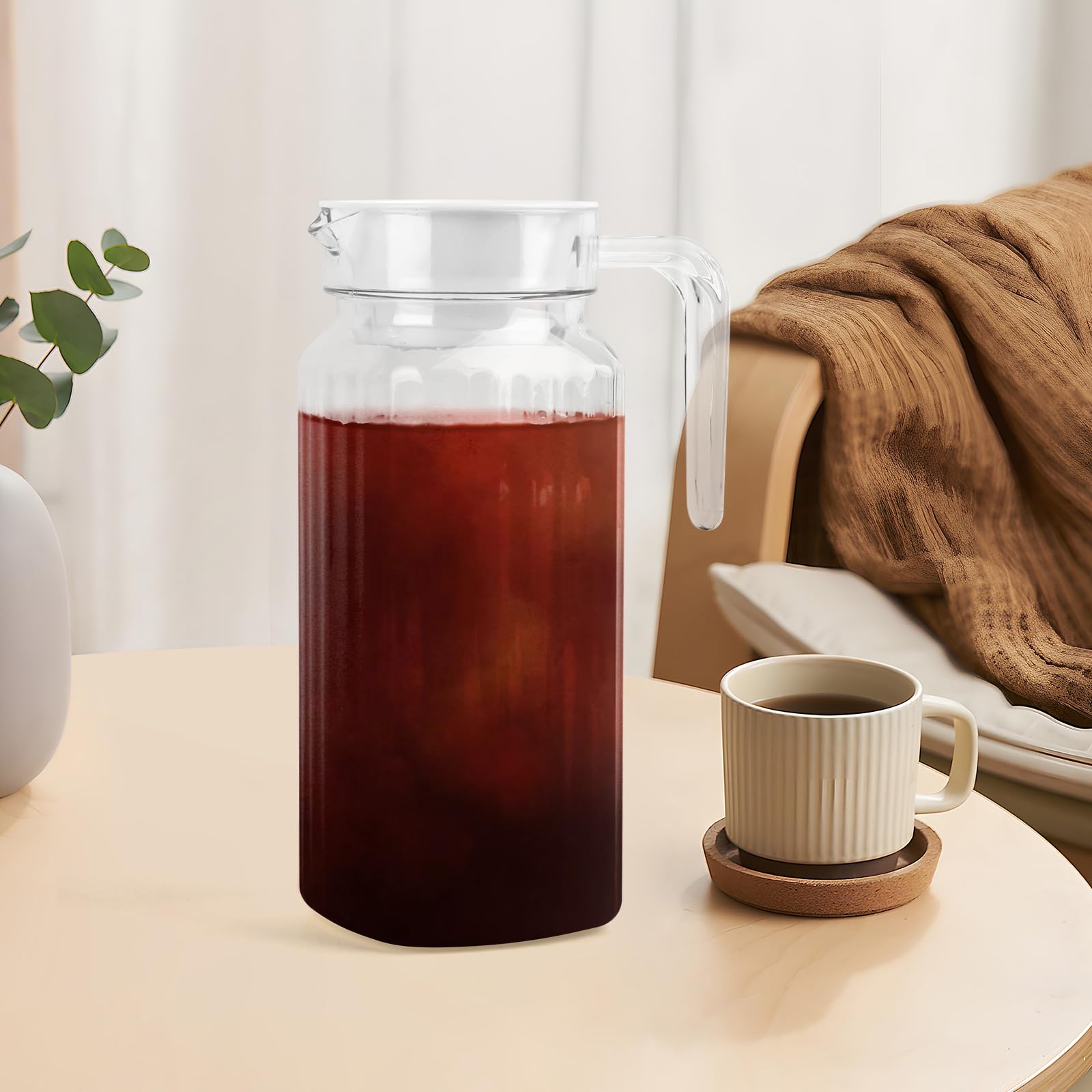 2 Brocca Acqua 900 ML, Caraffa Plastica con Coperchio E Manico, Brocche D'acqua Senza Bpa, Brocche In Plastica per Bevande Fai da Te, Succhi di Frutta, Tè, Latte, Caraffa, Caraffa, Latte