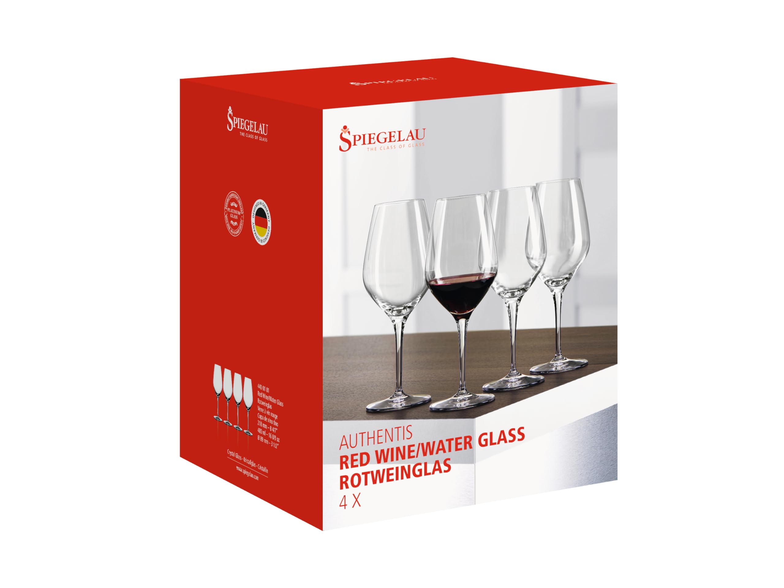 Spiegelau & Nachtmann - Bicchieri da Vino e Decanter, Serie Authentis, Rotweinglas, Set da 4