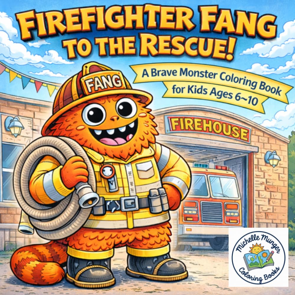 Firefighter Fang to the Rescue: A Brave Monster Coloring Book