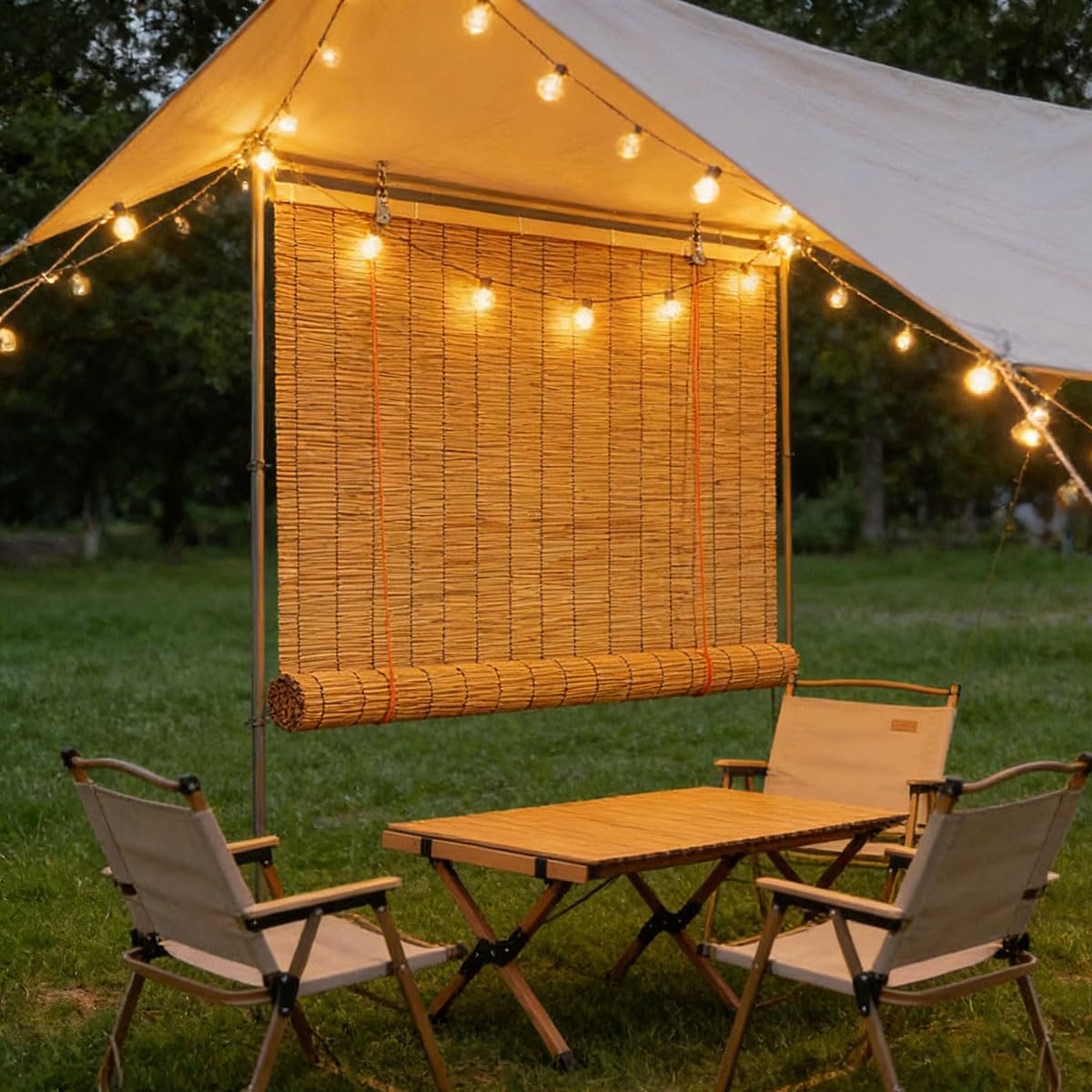 Tende a rullo in bambù con filtro della luce, senza fili, per privacy, ideale per veranda, balcone e cortile, 120 x 100 cm (larghezza x altezza)