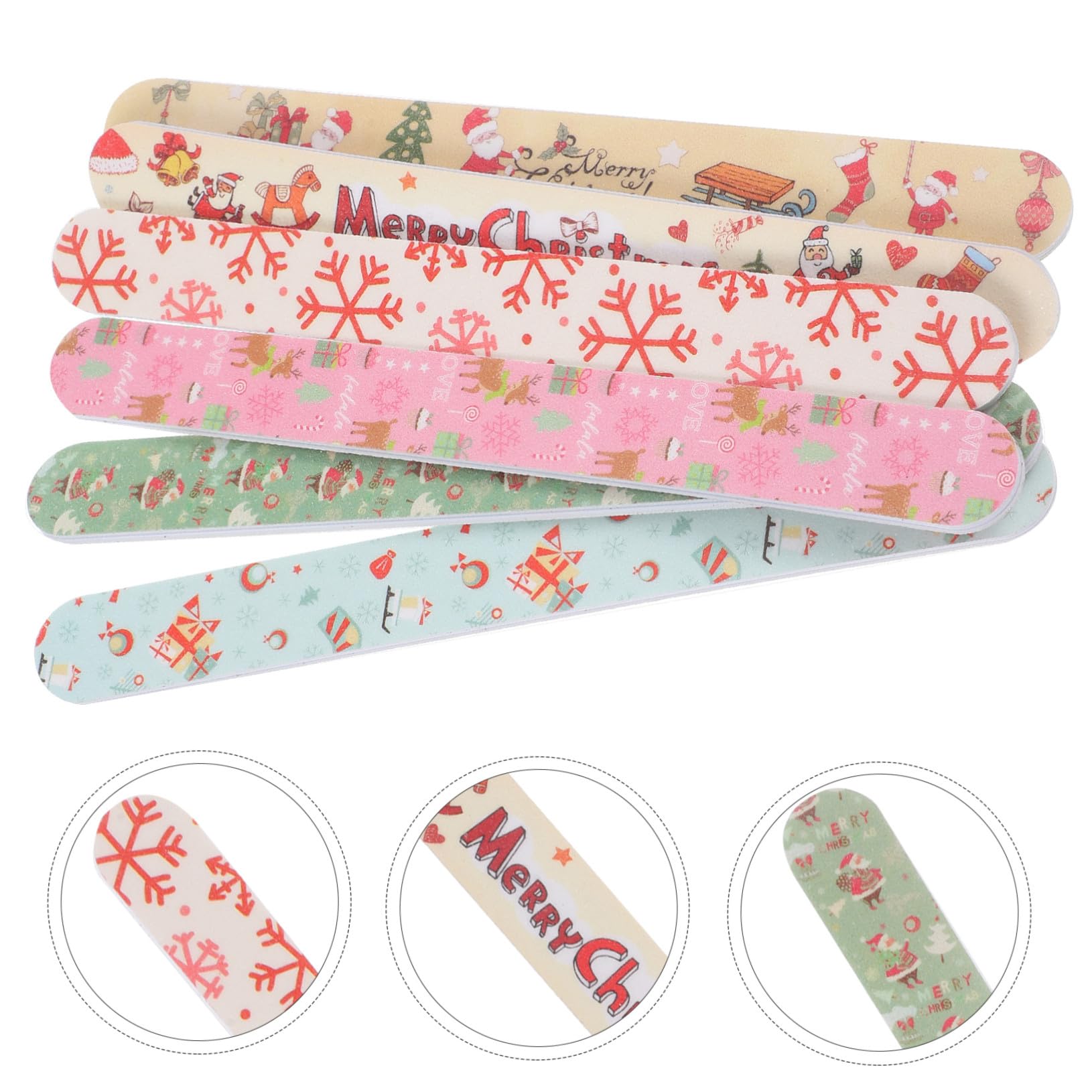 OUNONA 24pezzi Unghie Natalizie Strumenti per Pedicure Strisce Lucidanti per Unghie in Eva come Mostrato Stili multipli