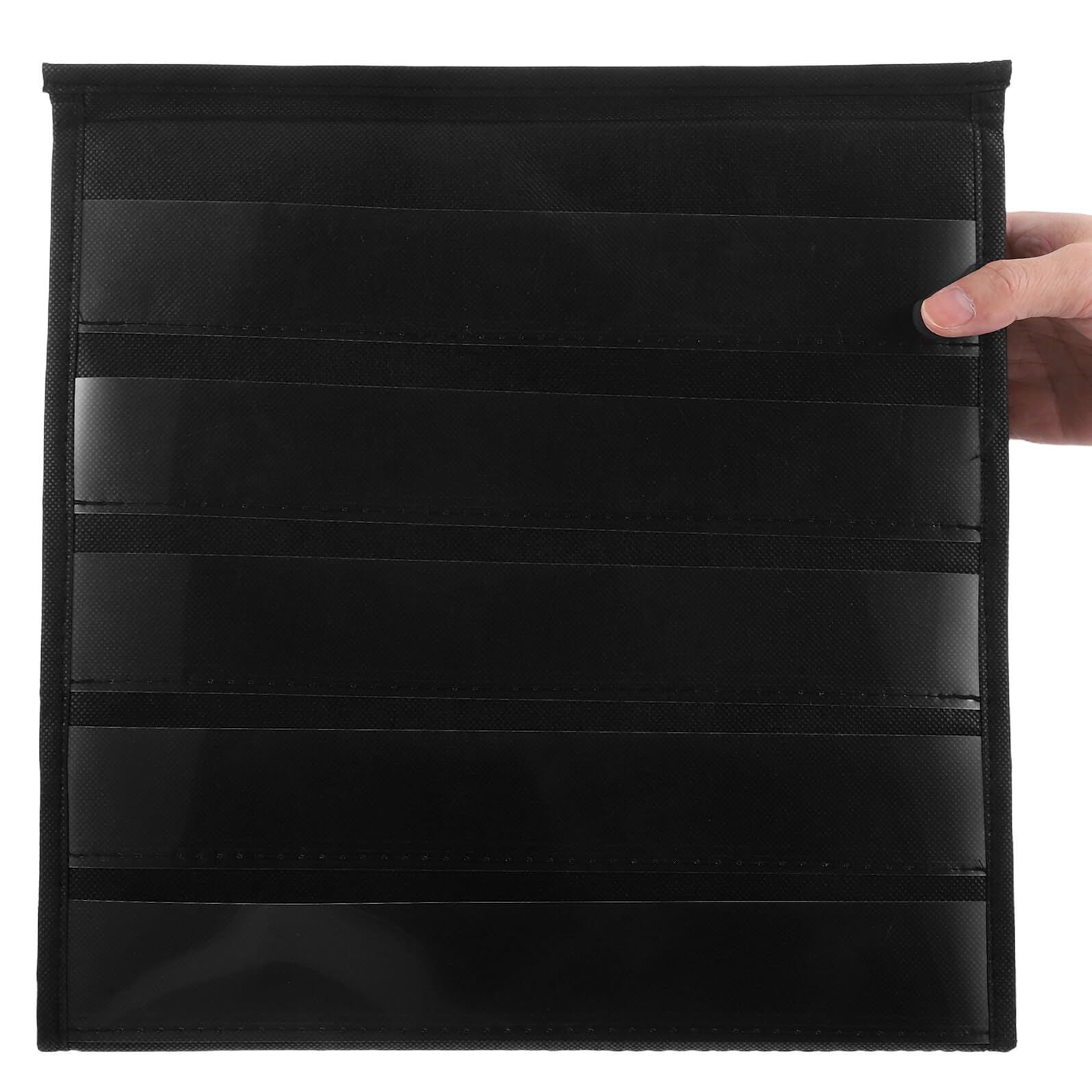 AMUSLESUR Présentoir à Cartes de Visite Triangulaire Noir Petit, Étagère D'exposition Double Face Pliable pour Bureau, Support Organisé pour Cartes Postales, Autocollants et Fiches