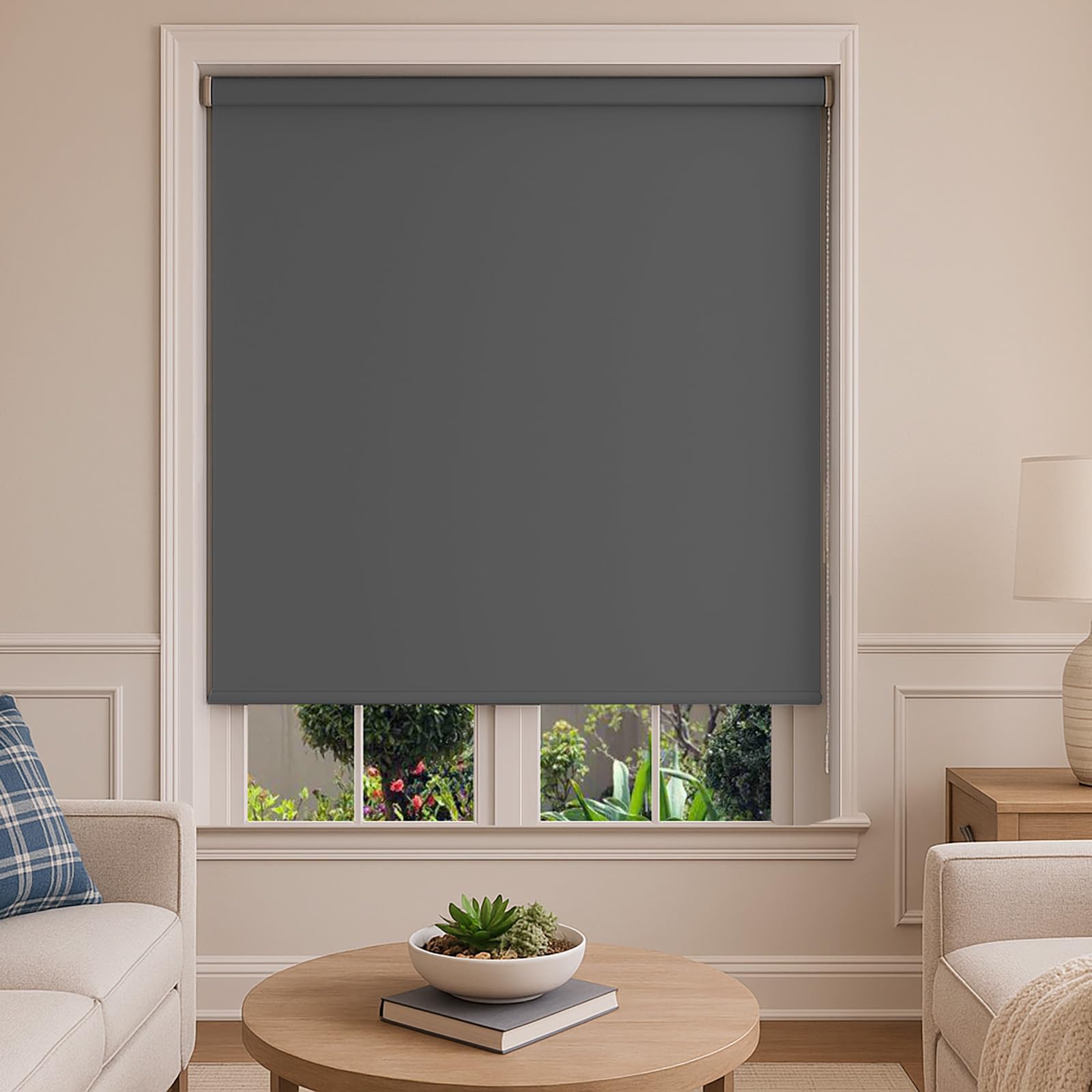 nutro chill blackout roller blinds, window shades blackout with thermal insulated, uv protection fabric window shades for home and office, easy to install- 48" w x 68" l )