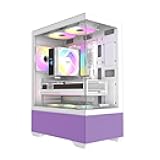 RAIDMAX i802 Vibe Compact ATX Gaming PC Case, 5X Fixed RGB Fans Pre-Installed, Panoramic Tempered Glass, High Airflow Mid Tower Chassis, Supports 320mm GPU & 240mm Radiator (Purple)