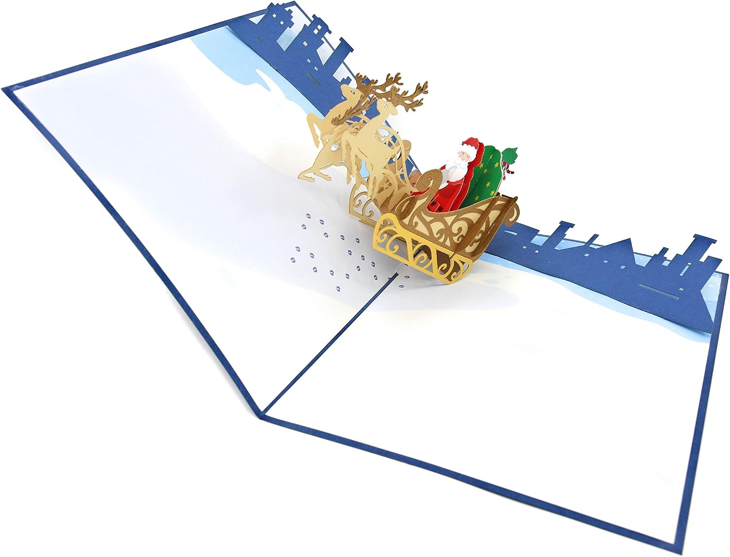PopLife® Santa's Sleigh and Reindeer Pop Up Christmas Card, Handmade 3D Holiday Greeting, Blank Merry Christmas Note - Image 4