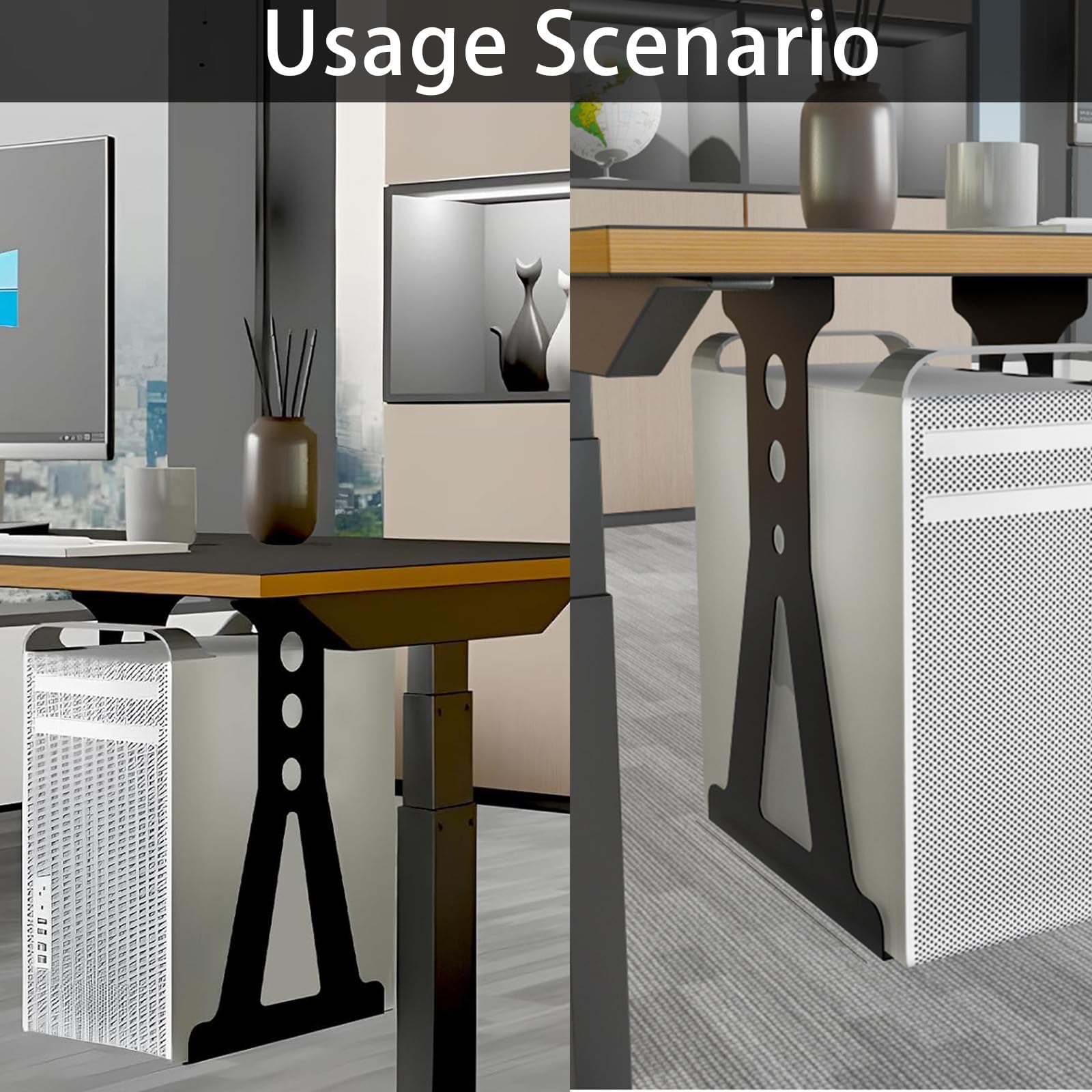 Soporte para Pc Acero Inoxidable, Soporte Negro para Pc Debajo del Escritorio Ancho Ajustable De 15 A 25 Cm Capacidad De hasta 30 Kg para La MayoríA De Los Anfitriones