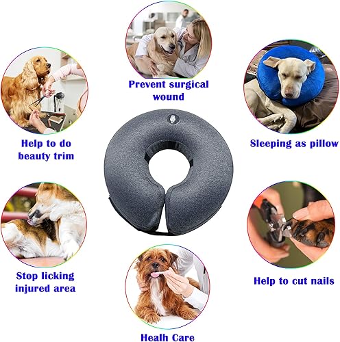 Miniatura 4 de Katoggy - Collar inflable con forma de cono para perros pequeños, medianos y grandes y gatos, collar suave ajustable con forma de dona para