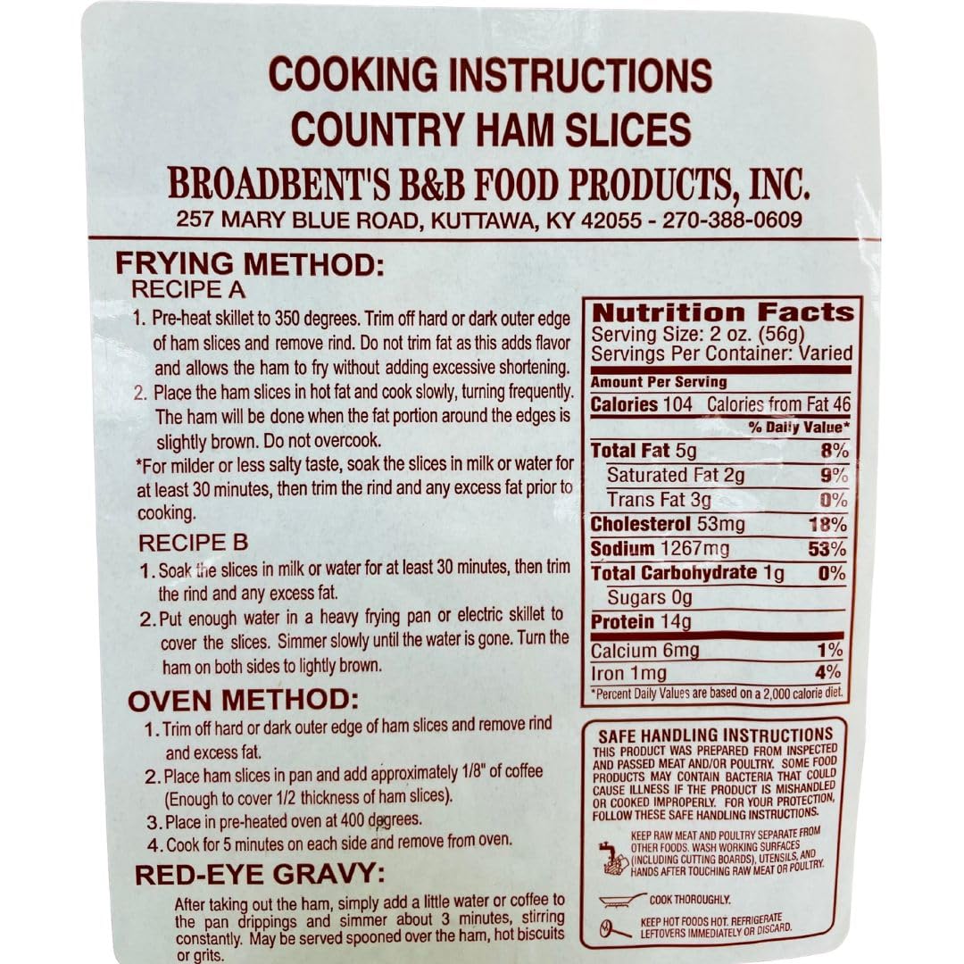 Broadbent's Hickory Smoked Country Ham Dinner Steaks, 10oz. each (4 Pack)