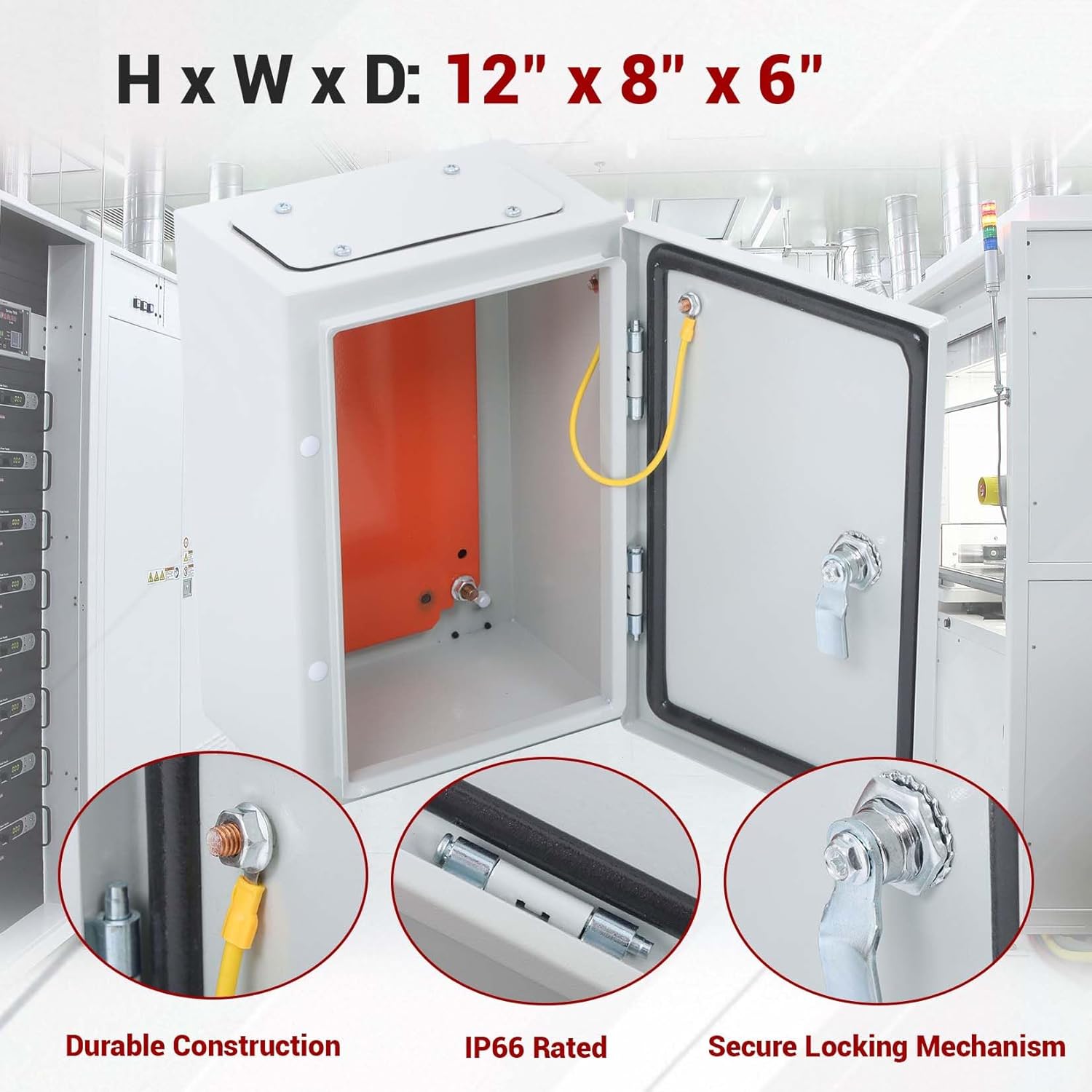 findmall Electrical Enclosure Box,12" x 8" x 6" Heavy-Duty Carbon Steel Junction Box NEMA 4X, for A Variety of Outdoor/Indoor Use