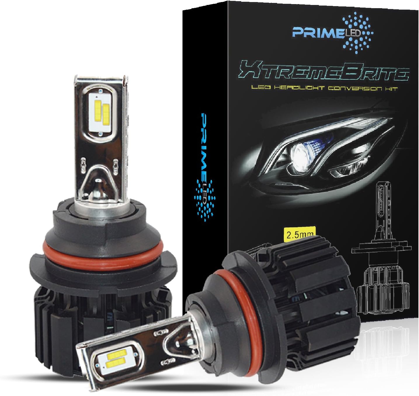 PrimeLED XtremeBrite LED Headlight Bulbs 9007 (HB5) - 100w 13600Lm - 6K Cool White - 2 Yr Warranty(9007)