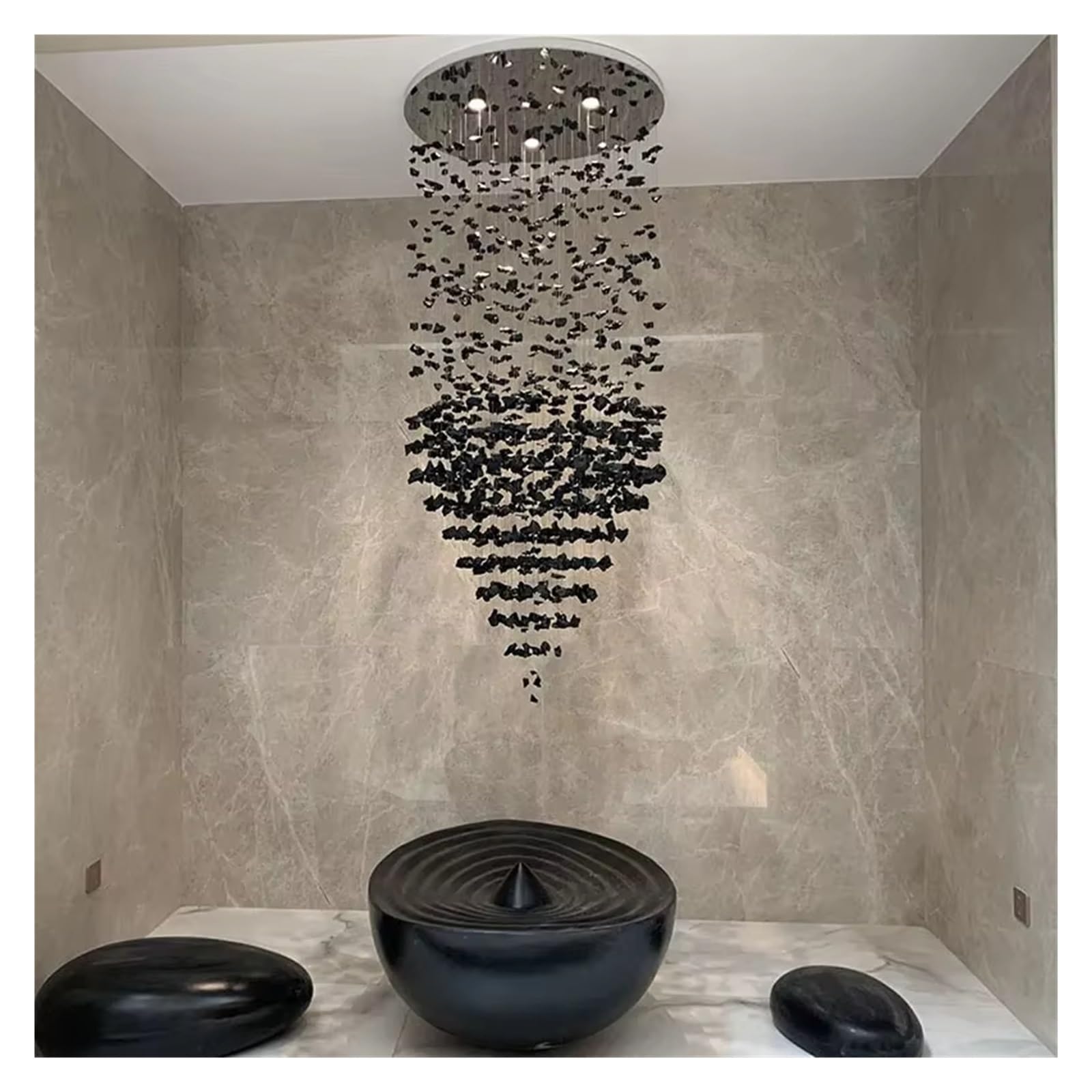 PCXEHUYP Black Art Stcrystal Chandelier for Staircase Hallway Lobby Modern Cristal Led Hanging Lamp Home Indoor Light Fixtures ﻿,Chandeliers/Cold Light/40Cm