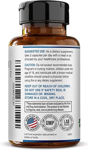 Miniatura 7 de Vision Plus Suplementos de salud ocular para adultos  Vitaminas oculares para personas mayores con luteína, arándano y zeaxantina  Suplemento de