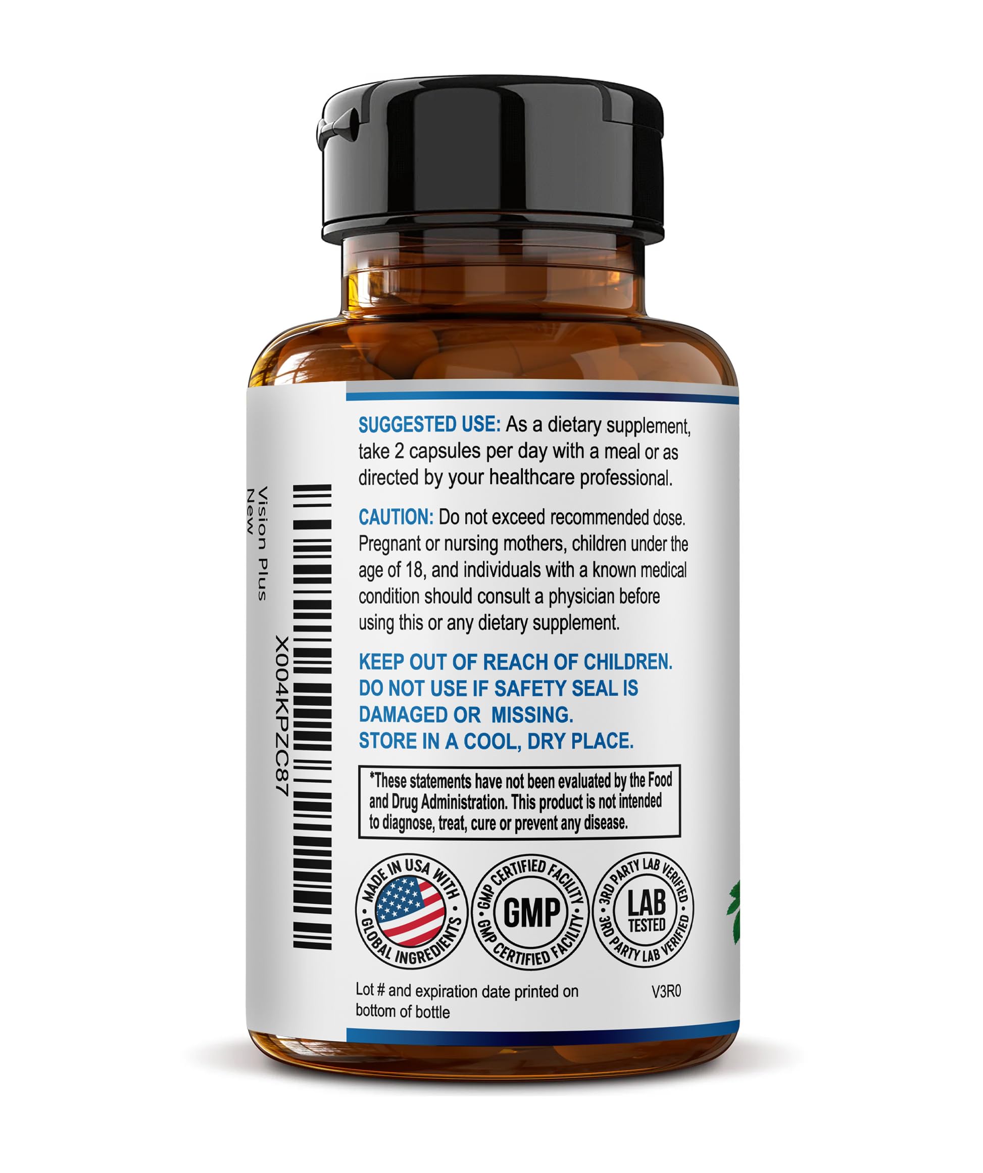 Vision Plus Complete Eye Supplements for Adults – Eye Vitamins for Seniors with Lutein, Bilberry, and Zeaxanthin – Eye Vitamin and Mineral Supplement for Clarity and Sight Care – 60 Capsules — Amazon image 7