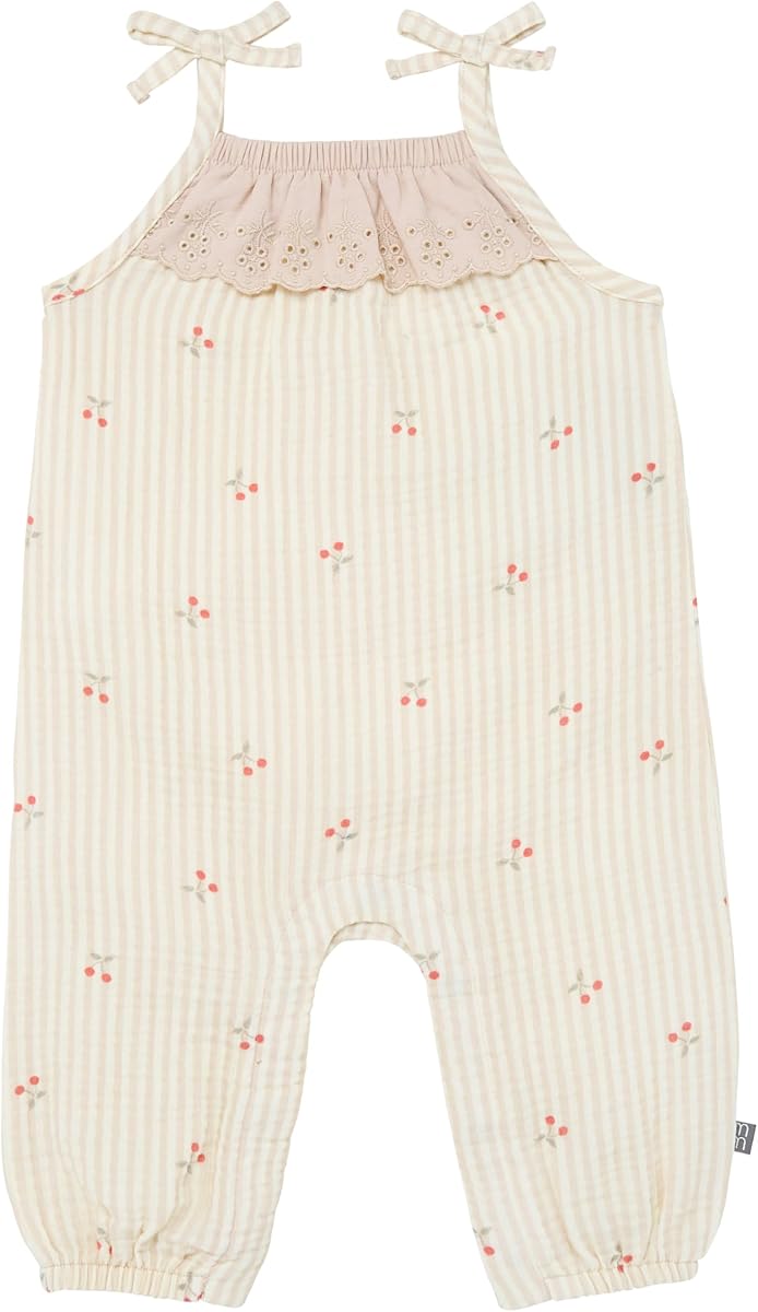 Modern Moments by Gerber Baby Girls Self Eyelet Ruffle Long Leg Romper