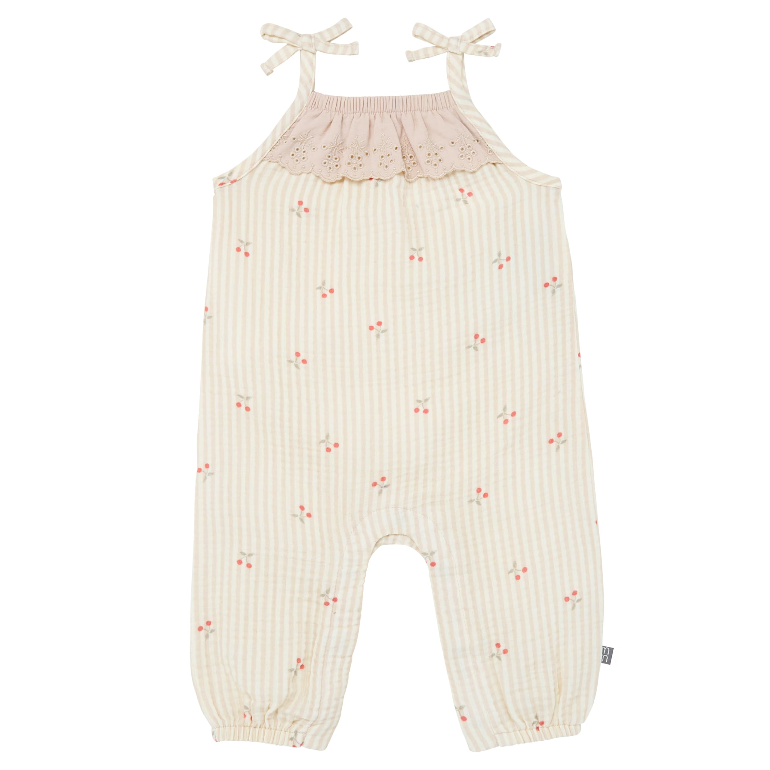 Modern Moments by Gerber Baby Girls Self Eyelet Ruffle Long Leg Romper