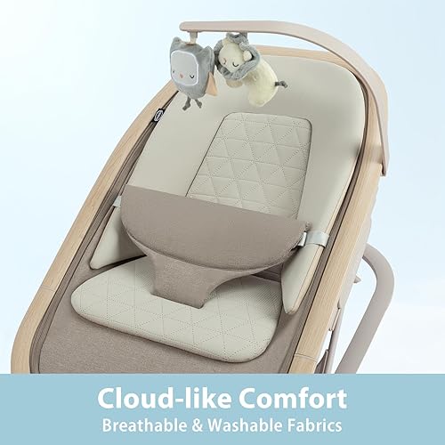 Miniatura 5 de Noah - Asiento mecedor 2 en 1 para bebé, silla mecedora portátil para bebés de 0 a 9 meses, reclinable con una sola mano, cojín para recién nacido,