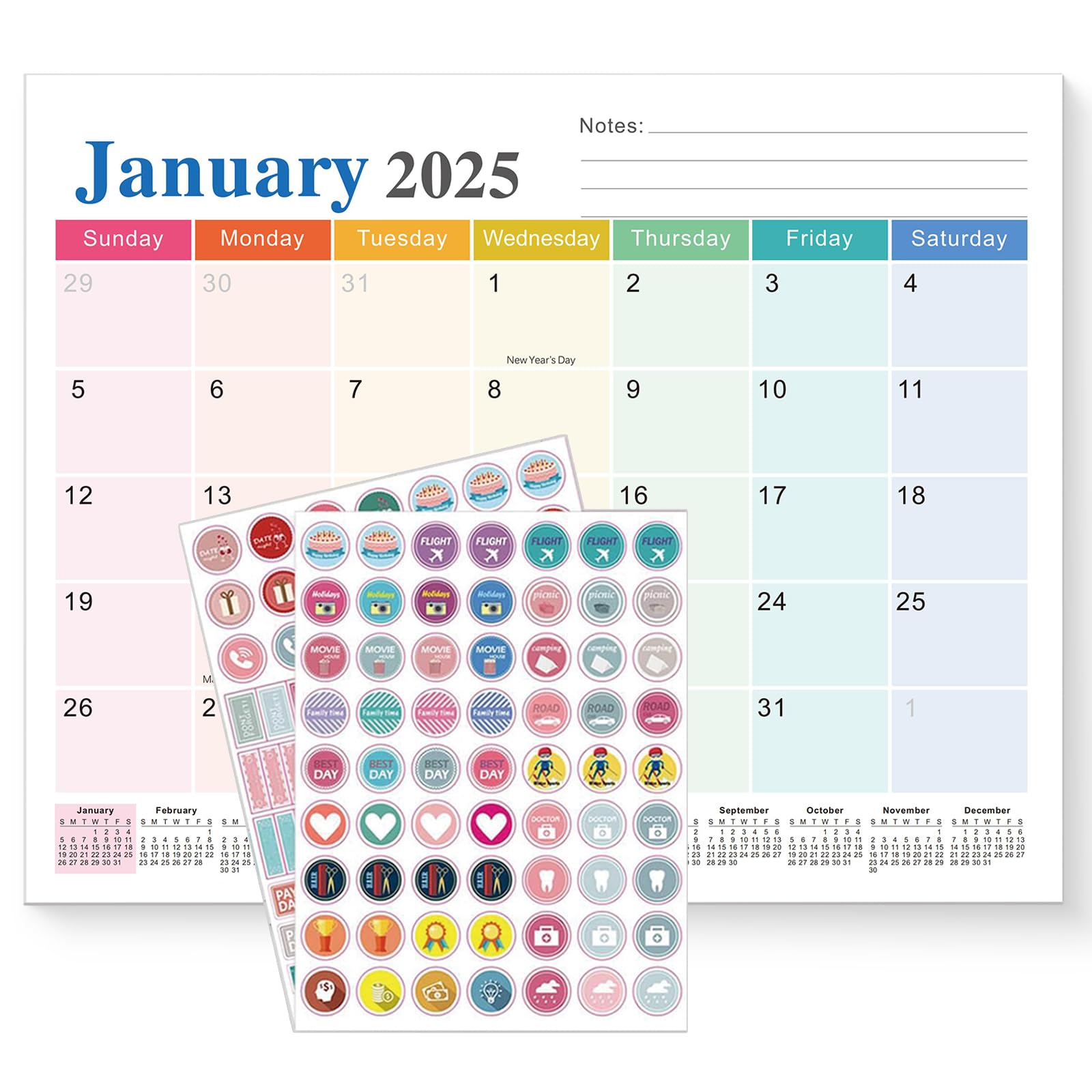 Calendrier Magnétique Mural 18 Mois (juil. 2025 à Déc. 2026) - Avec Jours Fériés Allemands - Pour Frigo Ou Mur
