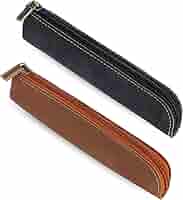 Isvgxsz Clearance Small Pencil Pouch, 1 PC Leather Aesthetic Pencil Case Portable Zipper Pencil Bag Vintage Pencil Organizer Stationery Bag For Pens Markers Makeups Change Coins Slim Design