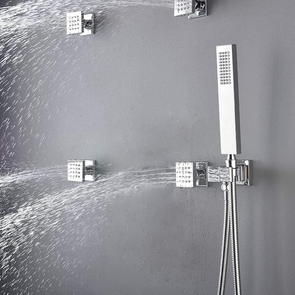 70% оƒƒ Dіѕсоunt Enga 12Inch Rainfall Shower Head with Jets System Chrome Brass Shower Faucet Complete Kit