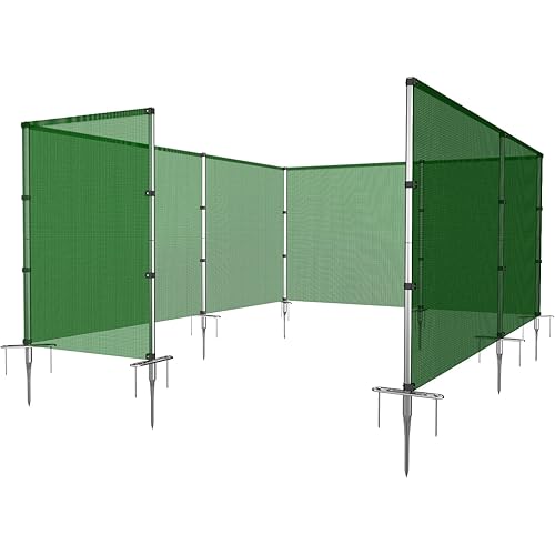 Patio Outdoor Fence Kit for Deck Backyard Yard Patio Temporary Removable Dog Fence Barrier Mesh Garden Chicken Freestanding Fencing with Stainless Poles Spikes 4'x131' Green